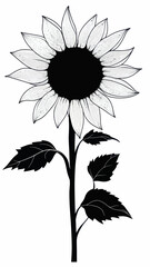 Fototapeta premium Minimalist Sunflower Silhouette Vector Art for Modern Design Projects