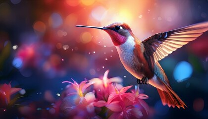 Naklejka premium hummingbird and flower