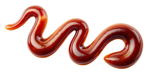 Obraz premium Delicious and Glossy Barbecue Sauce Swirl against a Black Backdrop Enhancing its Richness