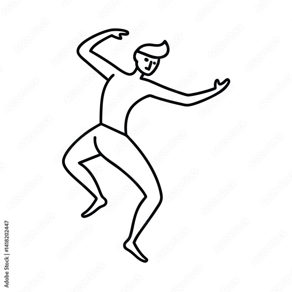 Aufkleber minimalistic vector art of a dancing man with outline style for creative and playful design