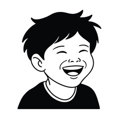 Cartoon Portrait Illustration Of A Young Boy With A Big Smile Isolated On White Background Vector