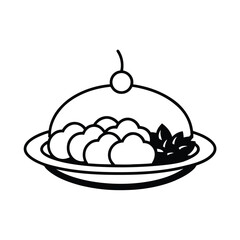 Elegant Food Cloche Icon Vector Illustration Of Gourmet Cuisine With Decorative Herbs For Creative Projects