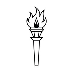 Minimalist Torch Vector Illustration Showing Flame Design Isolated On White Background Symbolizing Olympic Games And Competition Icon