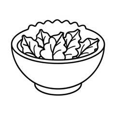 Bowl Of Fresh Salad Vector Illustration With Simple Line Art Style For Healthy Eating And Vegetarian Designs