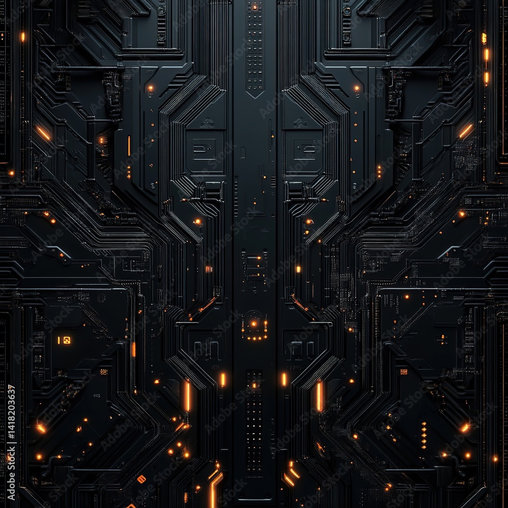 Aufkleber abstract art meets technology exploring dark mode in a high-tech digital environment