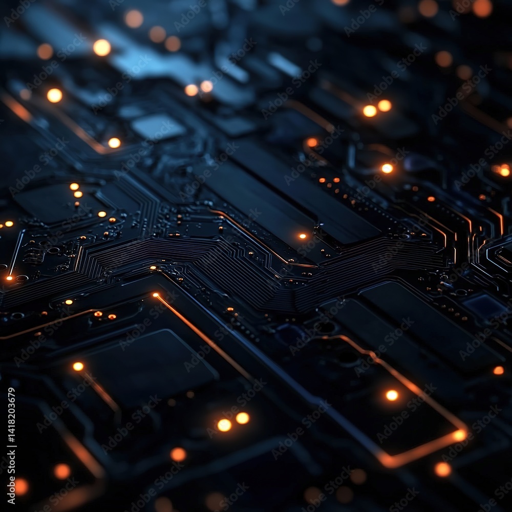Aufkleber exploring dark mode technology in digital circuits high-tech environment abstract viewpoint gigapixe