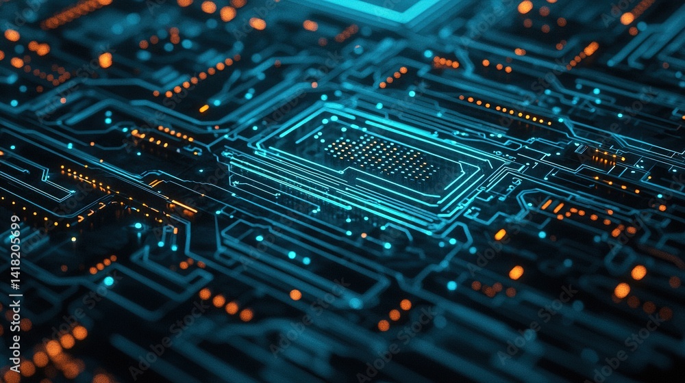 Aufkleber futuristic technology circuit board design digital environment high-tech visuals sharp lines for inn