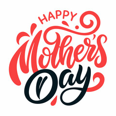 Vector illustration. Happy Mothers Day lettering . Handmade calligraphy Mother's day card on a white background