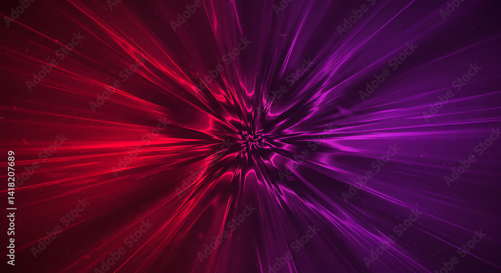 Poster abstract radial burst background with red and purple glow, dynamic design for presentations and digi