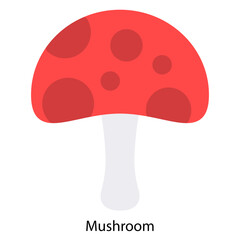 Mushroom single vector icon illustration