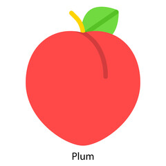 Plum single vector icon illustration