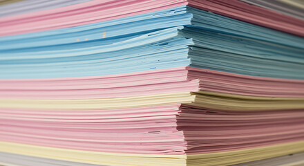 Pastel Colored Paper Stack Layered Texture Background for Gentle Design and Office Stationery