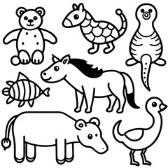 set of cartoon animals vector