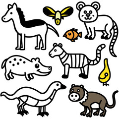 set of cartoon animals vector