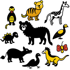 set of cartoon animals vector
