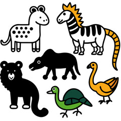 set of cartoon animals vector