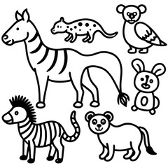 set of cartoon animals vector