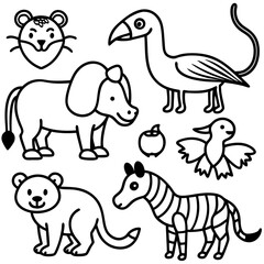 set of cartoon animals vector