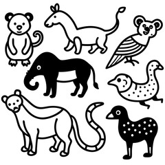 set of cartoon animals vector