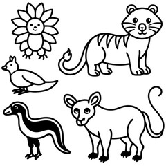 set of cartoon animals vector