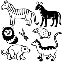 set of cartoon animals vector