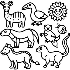 set of cartoon animals vector