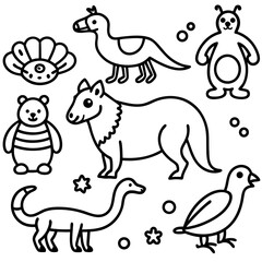 set of cartoon animals vector