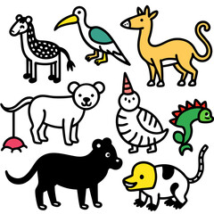 set of cartoon animals vector