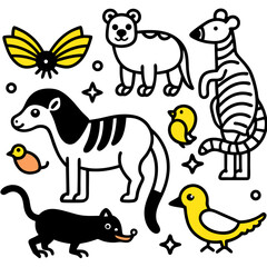 set of cartoon animals vector