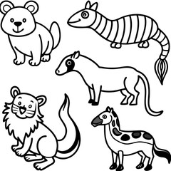 set of cartoon animals vector