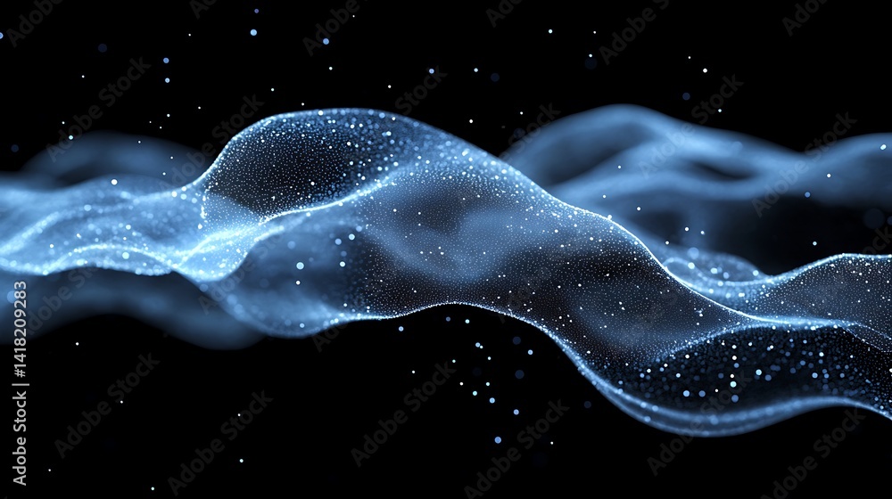 Poster abstract digital wave of glowing particles, abstract digital wave of glowing particles on a dark bac