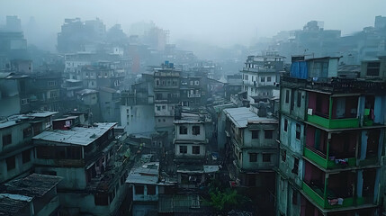 Overcast Urban Cityscape With Dense Buildings