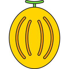 Melon single vector icon illustration