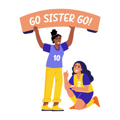 A flat style illustration of supporting women