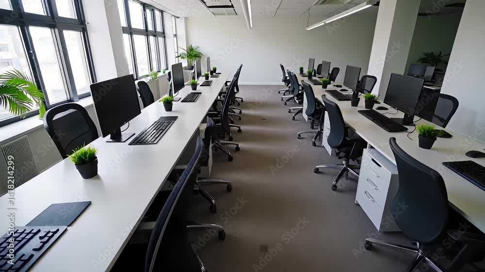 Poster modern empty workspace with simple design and natural elements