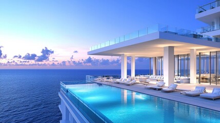 Fototapeta premium Rooftop infinity pool at luxury beachfront condo