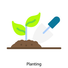 Planting single vector icon illustration