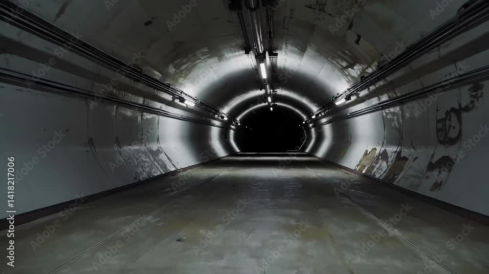 Poster mystical dim tunnel with simple architecture and dramatic lighting