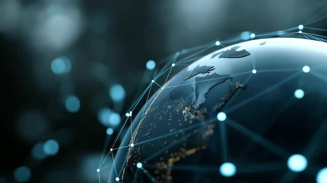 3_Futuristic blue circuit globe with AI nodes and wireless connections