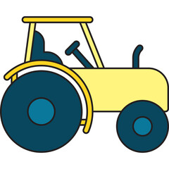 Tractor single vector icon illustration