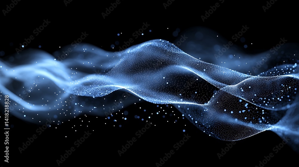 Poster abstract digital wave of glowing particles, abstract digital wave of glowing particles on a dark bac