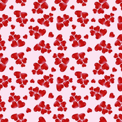 Pastel seamless pattern with hearts in a chaotic composition for Valentine's Day. Love, emotions, confessions, happiness, joy, feelings. A lot of hearts. Seamless textile pattern, gift wrapping
