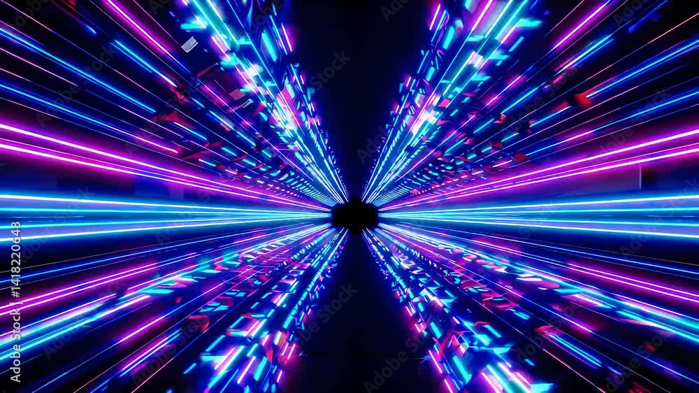 Poster mesmerizing neon tunnel with vibrant light patterns and colors