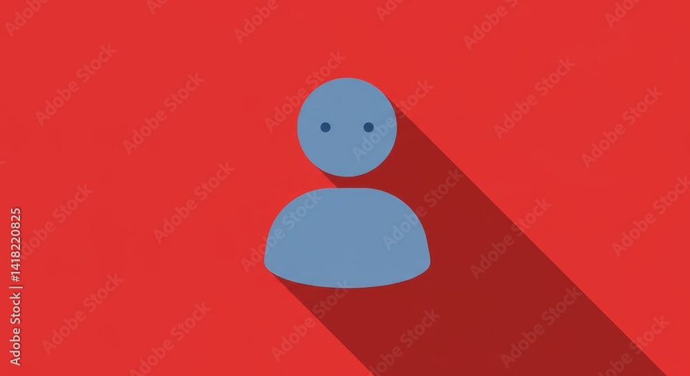 Poster user icon long shadow red background - simple user icon design, featuring a long shadow effect again