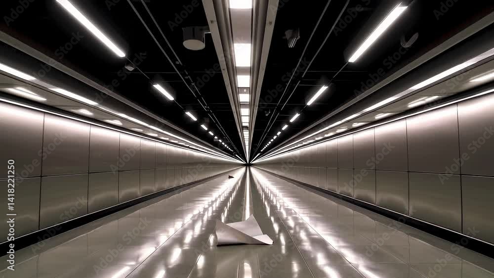 Poster pristine tunnel in urban setting evoking serenity and simplicity