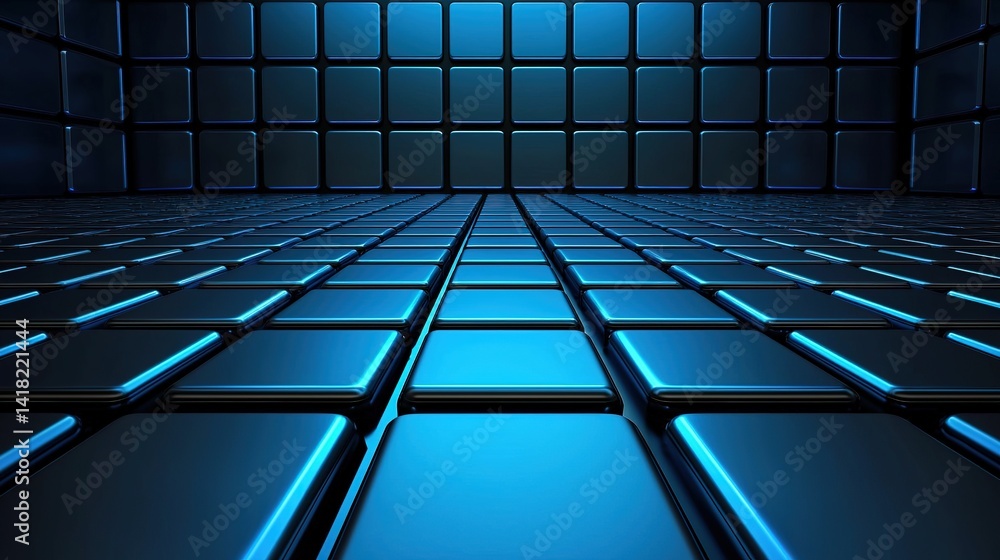 Poster futuristic glowing blue tech circuit grid background digital art virtual space abstract design high-