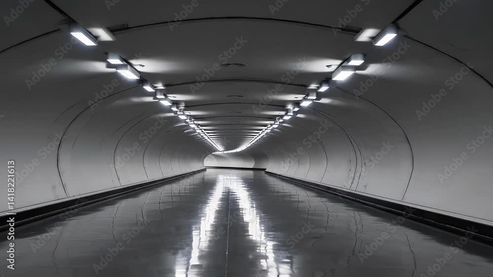 Poster pristine tunnel with smooth floor and subtle ambient lighting