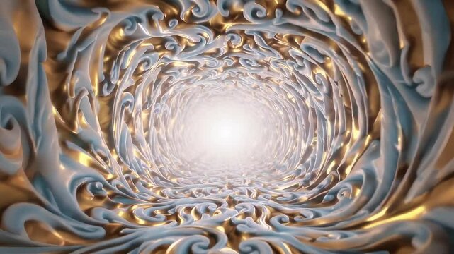 Ethereal Luminous Tunnel Abstract Design with Flowing Waves and Light