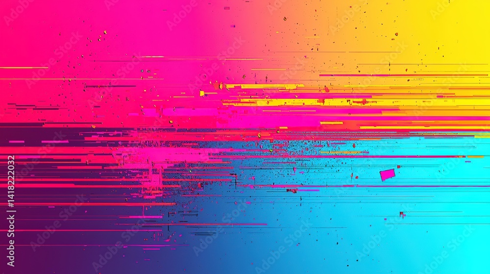 Poster dynamic glitch effect in tech background digital realm abstract art vibrant environment aesthetic vi