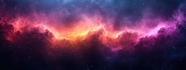 Naklejka premium Colorful abstract nebula cloudscape with dark background and vibrant hues.